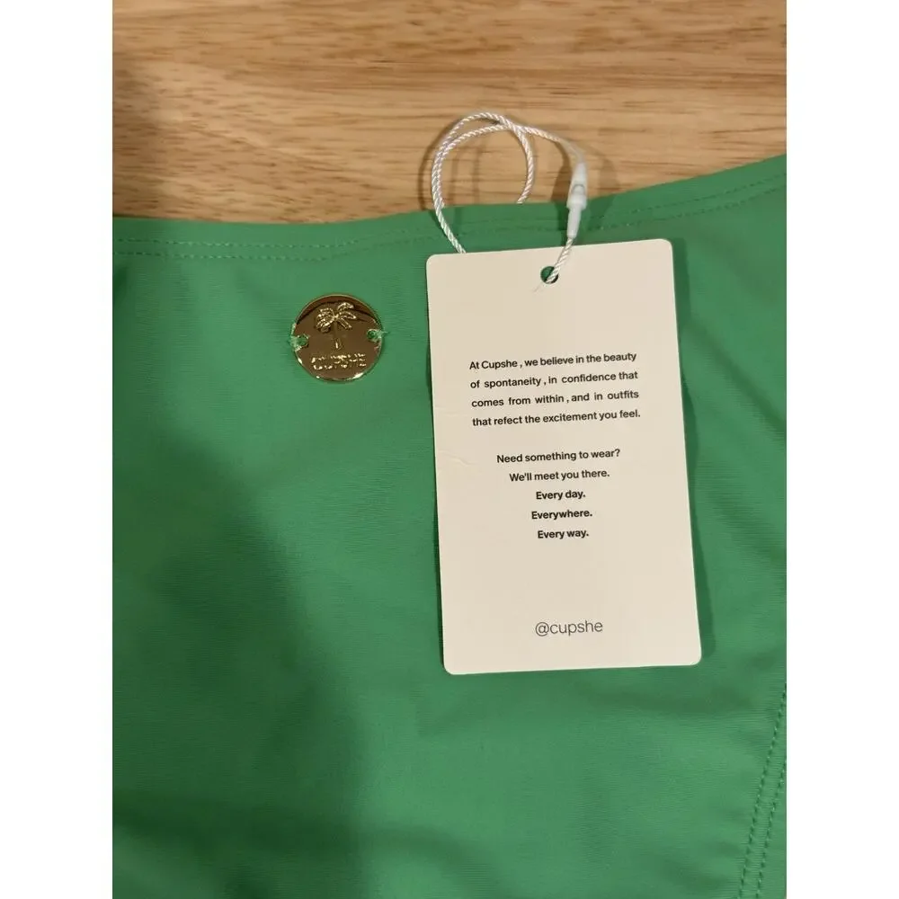 Cupshe x Jessie James Decker Bikini Set NWT Green Ring Detail Top L Bottom Med